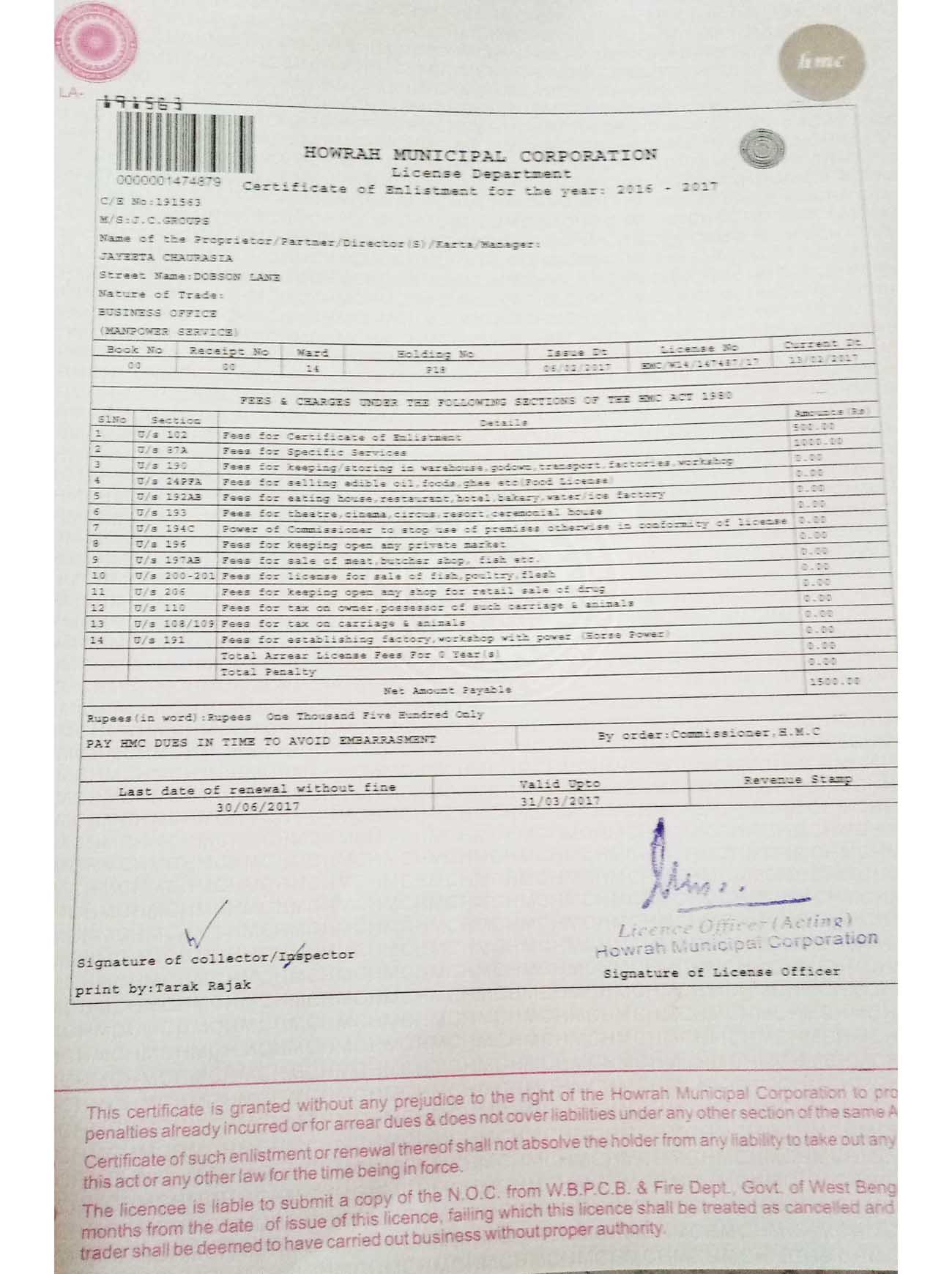 trade licence